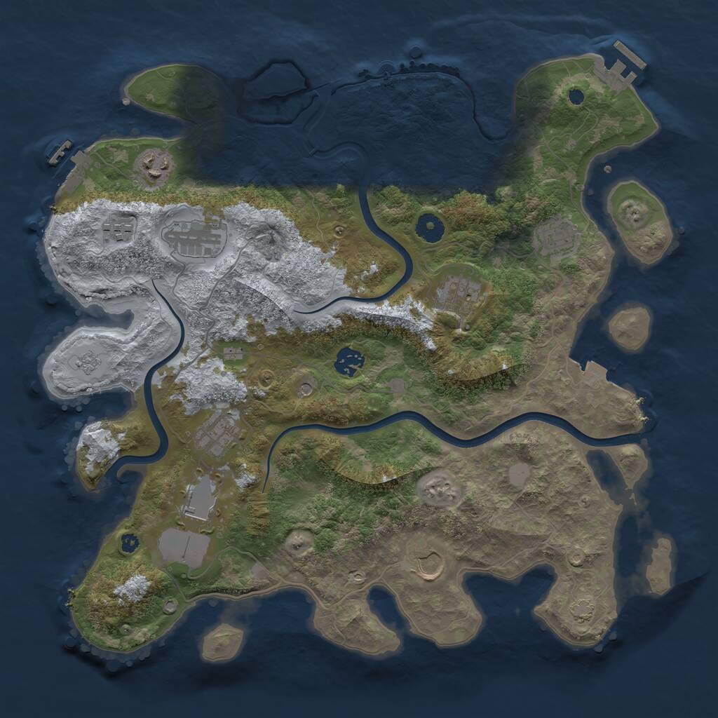 Rust Map: Procedural Map, Size: 3800, Seed: 648491216, 15 Monuments
