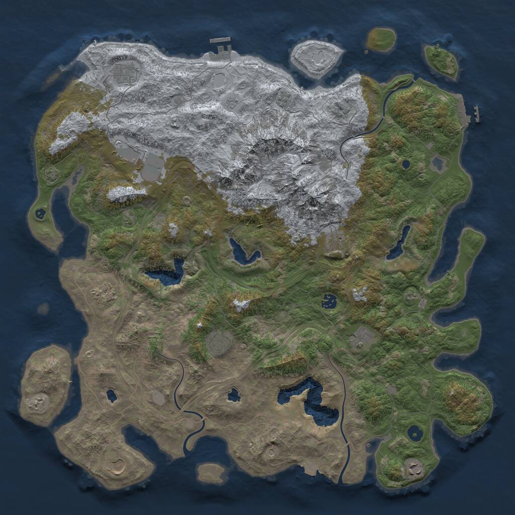 Rust Map: Procedural Map, Size: 5000, Seed: 6580, 16 Monuments