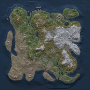 Thumbnail Rust Map: Procedural Map, Size: 3500, Seed: 1100997679, 14 Monuments