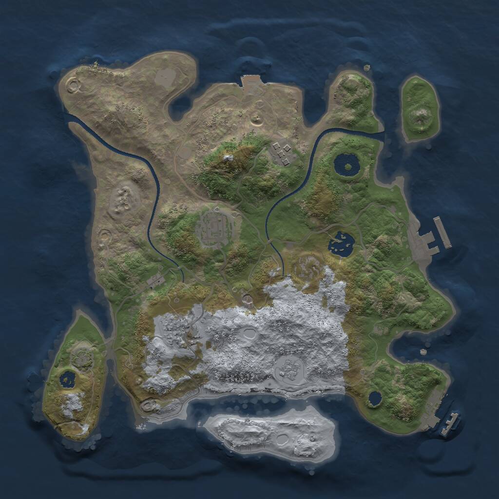Rust Map: Procedural Map, Size: 3000, Seed: 558290, 10 Monuments