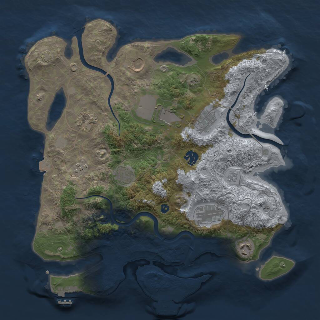 Rust Map: Procedural Map, Size: 3500, Seed: 705738175, 15 Monuments