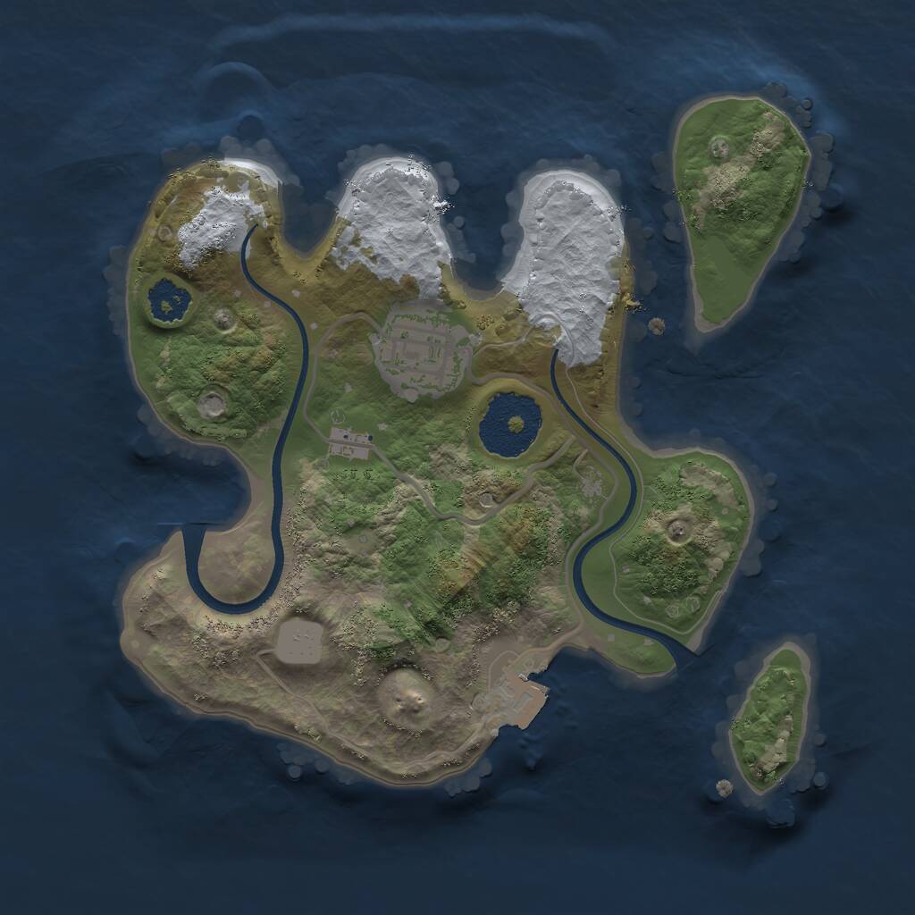 Rust Map: Procedural Map, Size: 2200, Seed: 421228426, 2 Monuments