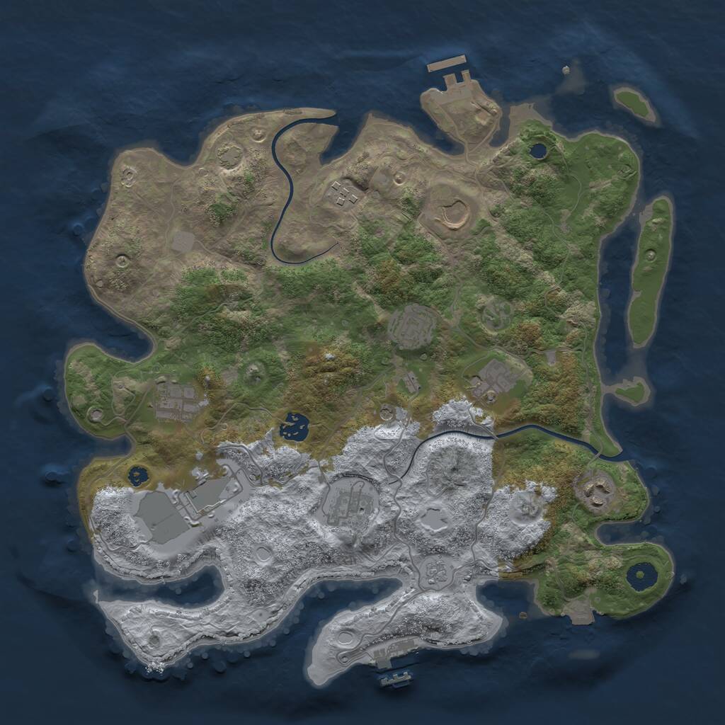 Rust Map: Procedural Map, Size: 3730, Seed: 1506199104, 15 Monuments