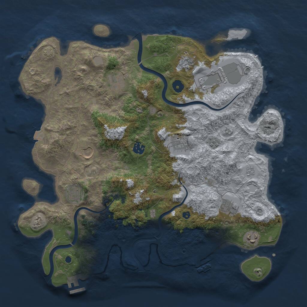 Rust Map: Procedural Map, Size: 3900, Seed: 1001075966, 16 Monuments