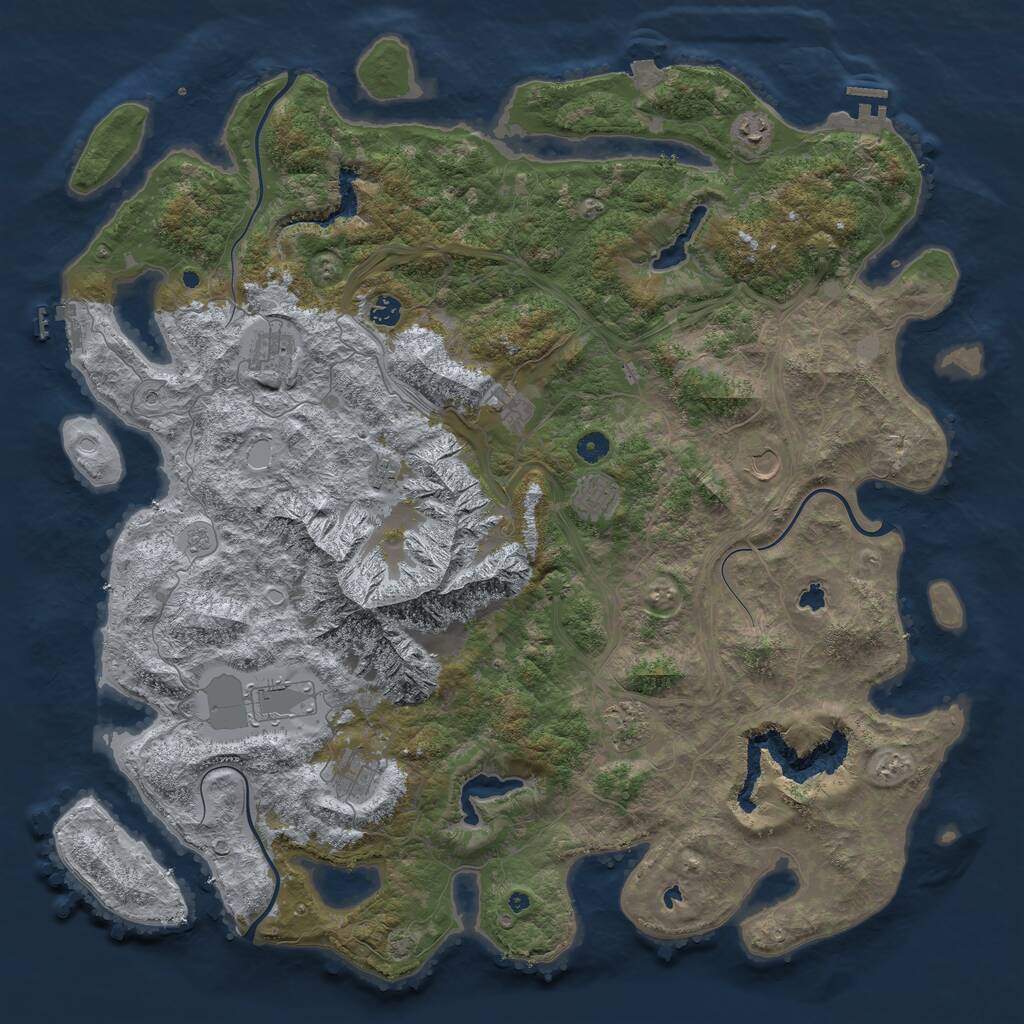 Rust Map: Procedural Map, Size: 5000, Seed: 456434, 16 Monuments
