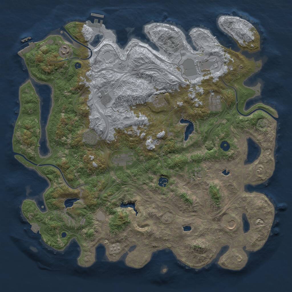 Rust Map: Procedural Map, Size: 4500, Seed: 1428550302, 17 Monuments