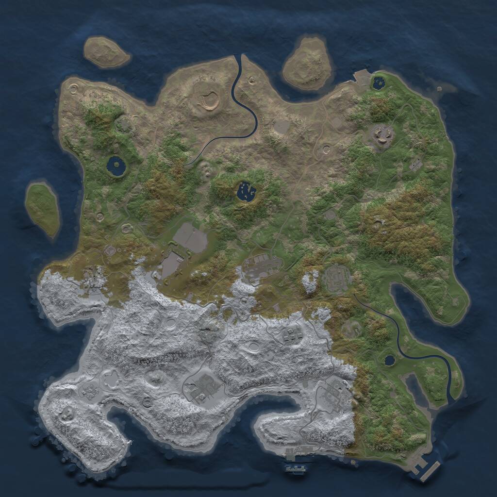 Rust Map: Procedural Map, Size: 3961, Seed: 2147483647, 16 Monuments