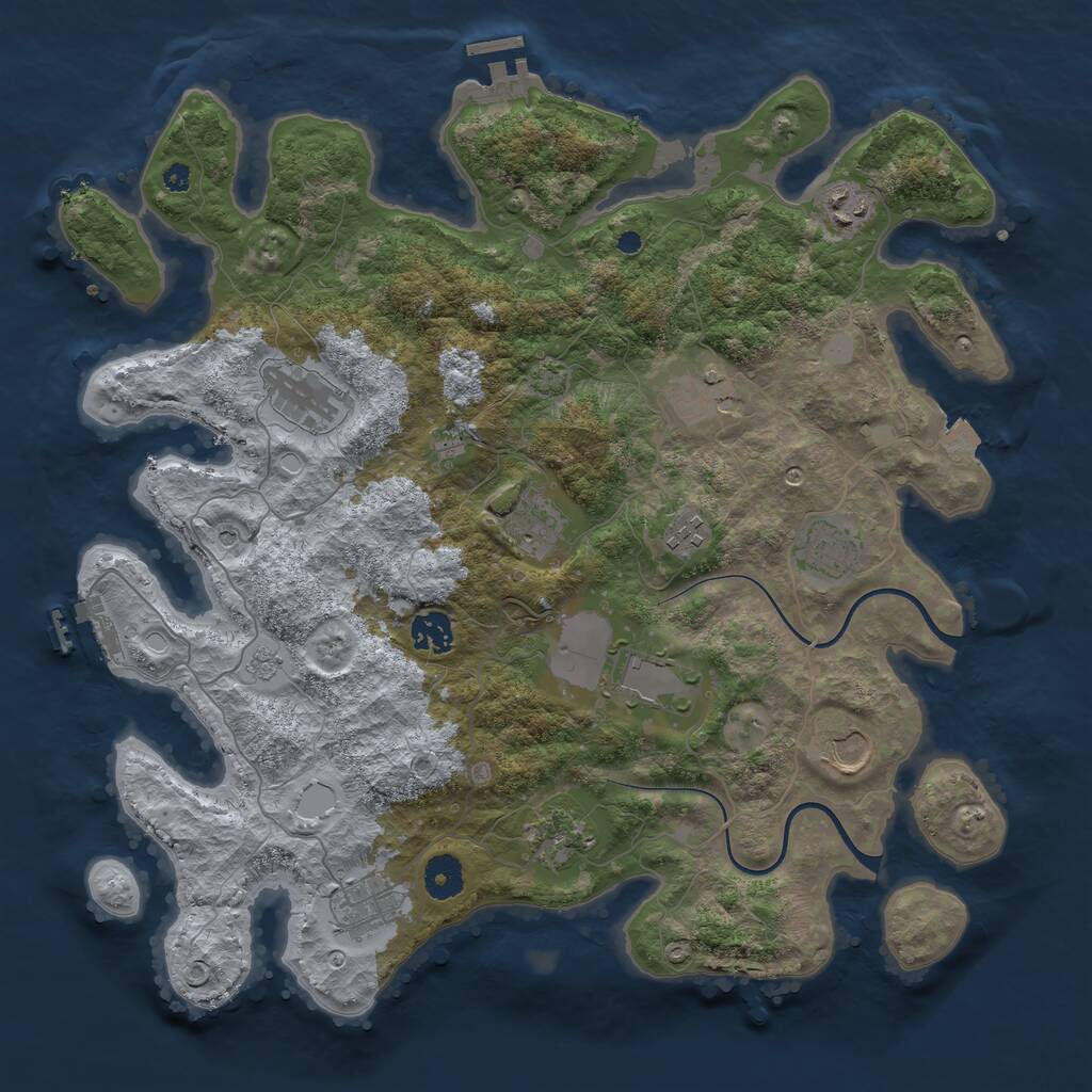 Rust Map: Procedural Map, Size: 3850, Seed: 126701243, 17 Monuments