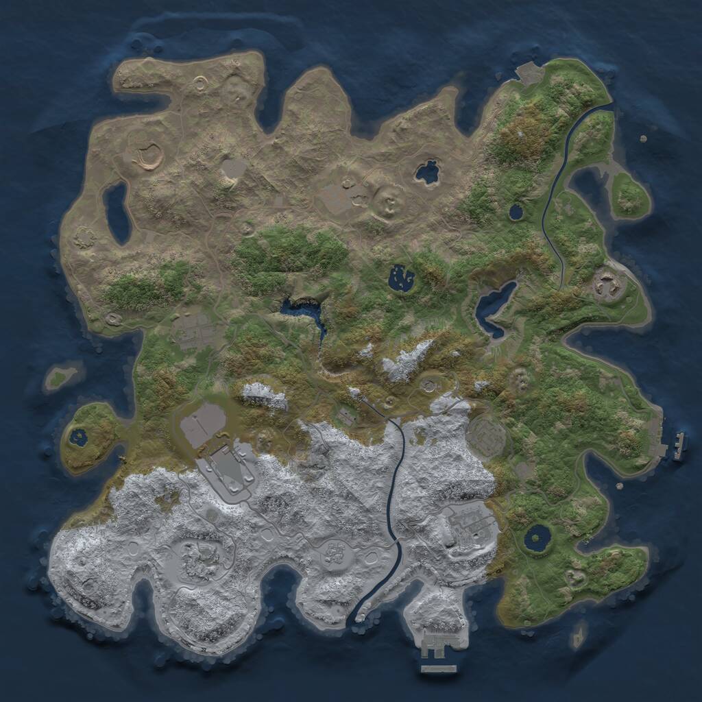 Rust Map: Procedural Map, Size: 4000, Seed: 738011, 15 Monuments