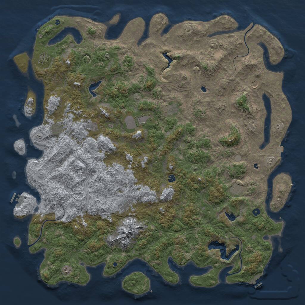 Rust Map: Procedural Map, Size: 6000, Seed: 442025, 17 Monuments