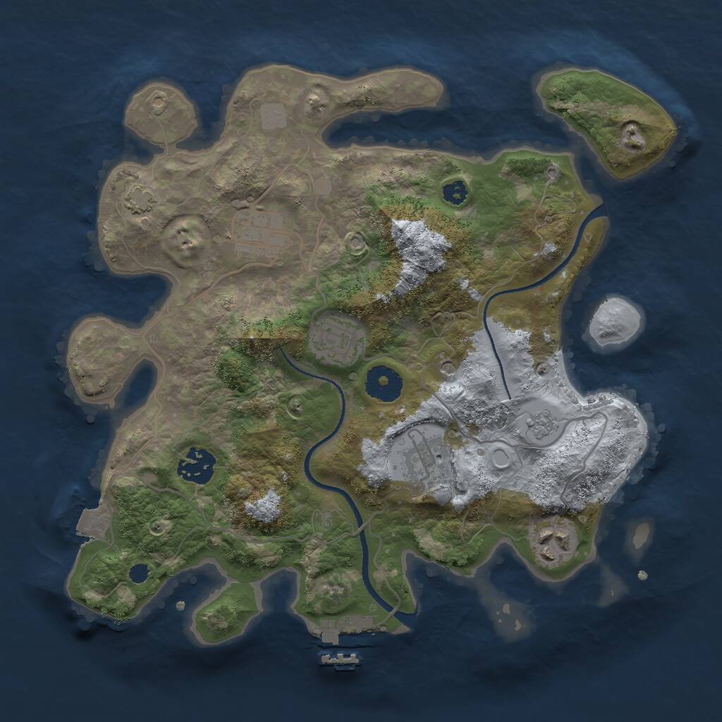 Rust Map: Procedural Map, Size: 3000, Seed: 5789, 10 Monuments