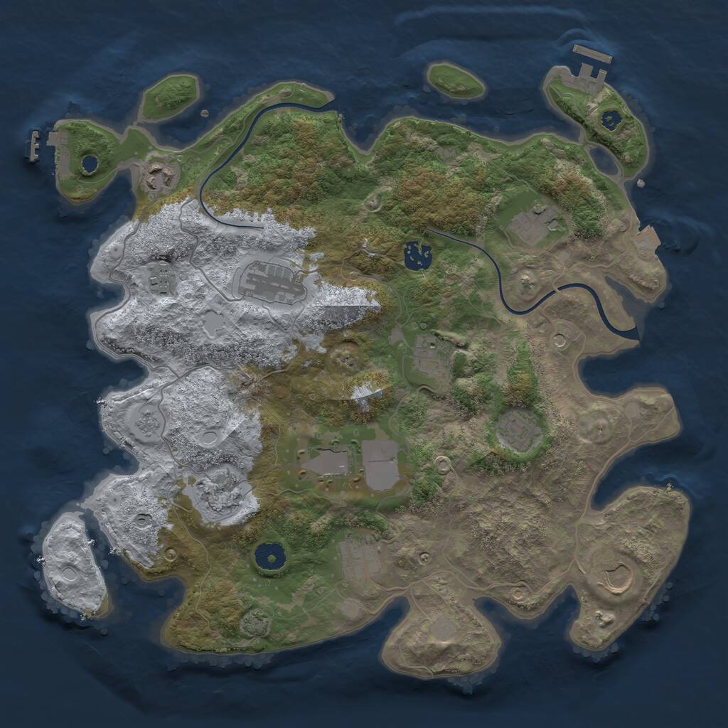 Rust Map: Procedural Map, Size: 3700, Seed: 116164398, 17 Monuments