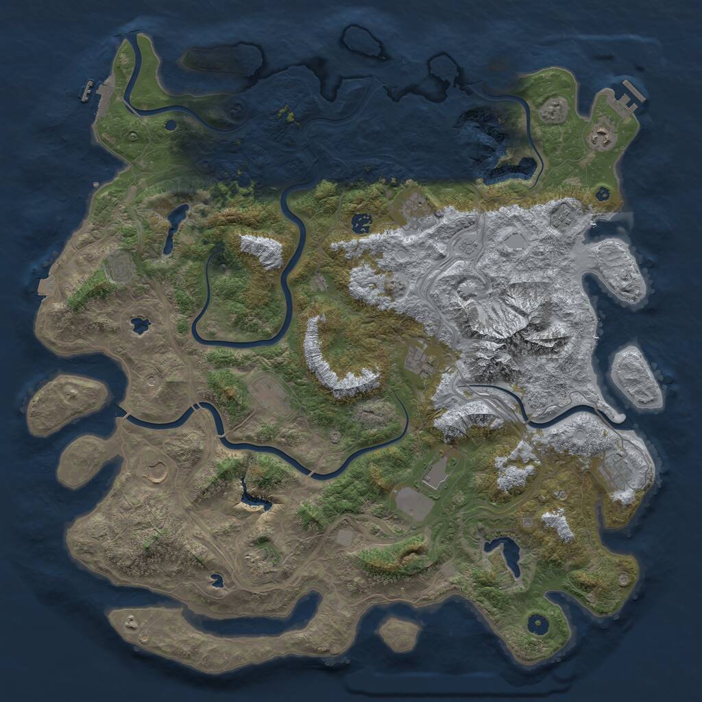 Rust Map: Procedural Map, Size: 5000, Seed: 333839257, 17 Monuments