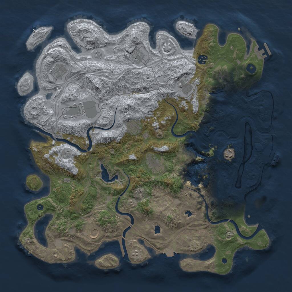 Rust Map: Procedural Map, Size: 4500, Seed: 241657100, 16 Monuments