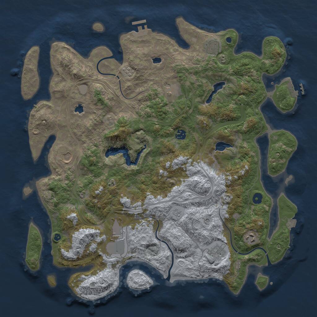 Rust Map: Procedural Map, Size: 4500, Seed: 1355392971, 14 Monuments