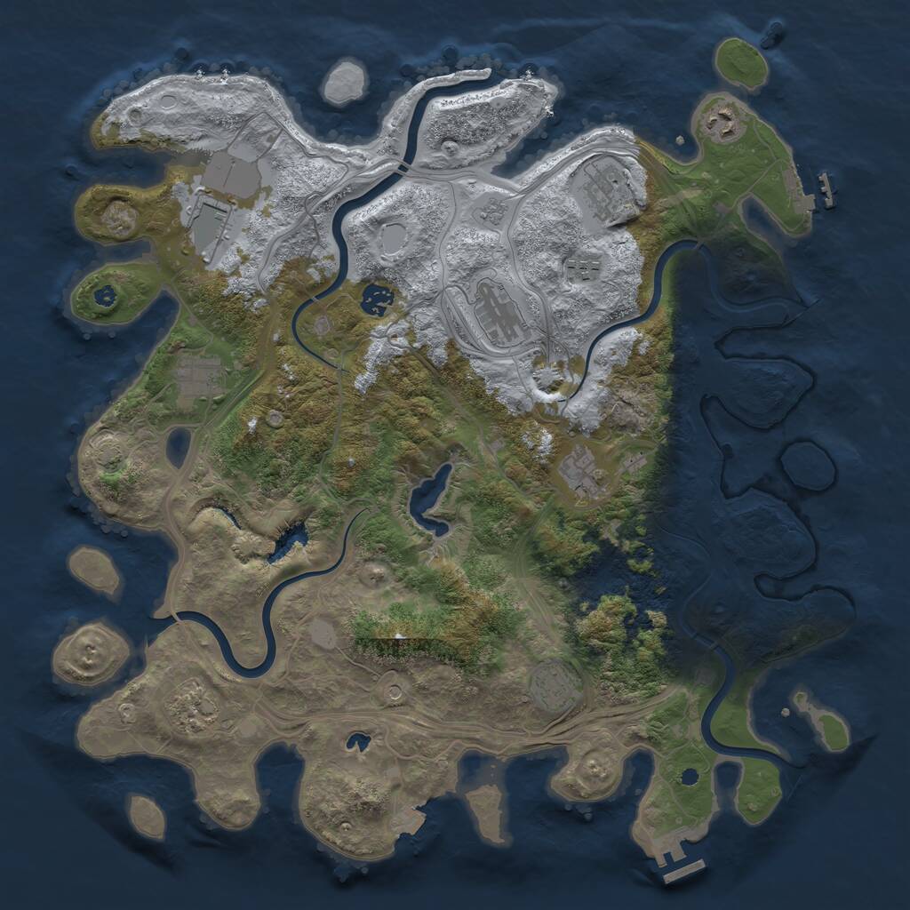 Rust Map: Procedural Map, Size: 4250, Seed: 493377524, 16 Monuments