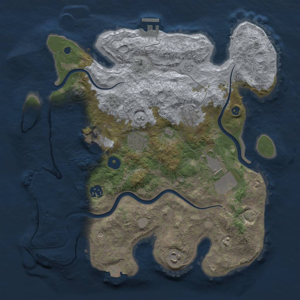 Rust Map: Procedural Map, Size: 3500, Seed: 1095506812, 13 Monuments
