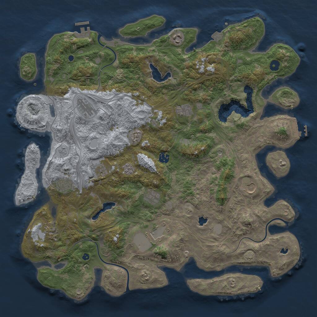 Rust Map: Procedural Map, Size: 4500, Seed: 4032025, 17 Monuments
