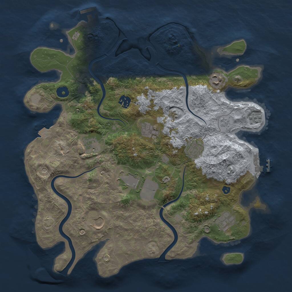 Rust Map: Procedural Map, Size: 3650, Seed: 35054725, 15 Monuments