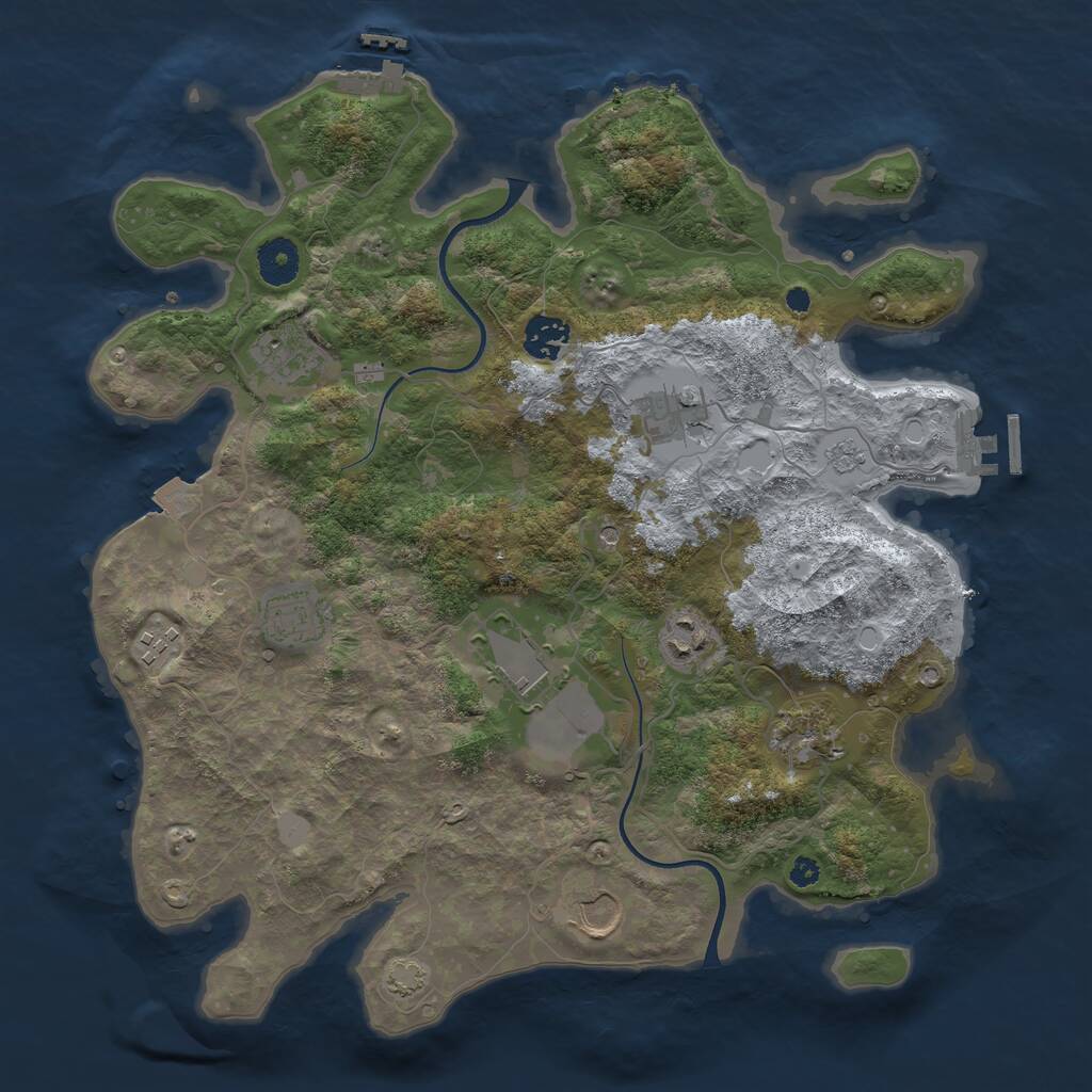 Rust Map: Procedural Map, Size: 3650, Seed: 35054725, 15 Monuments