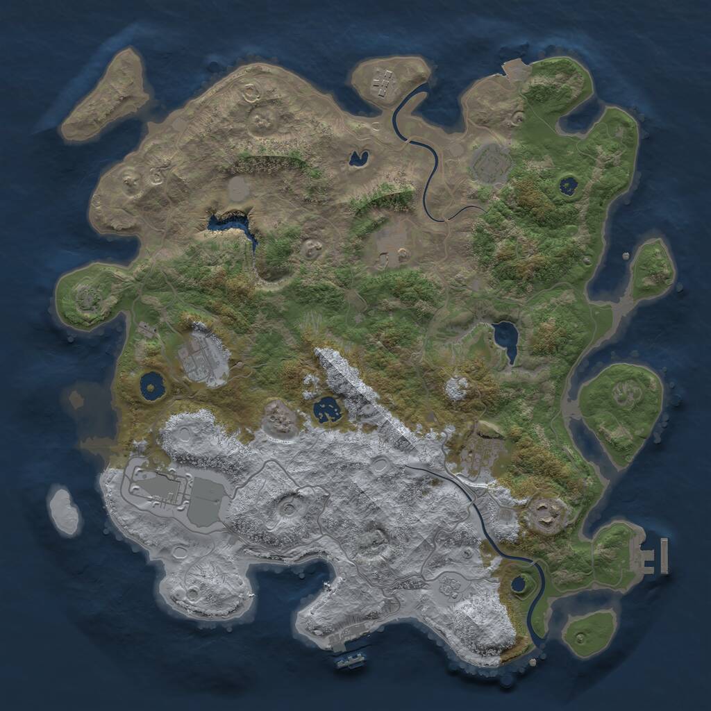 Rust Map: Procedural Map, Size: 4000, Seed: 84220741, 14 Monuments