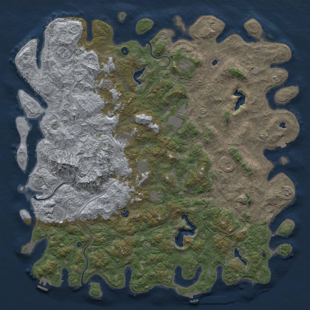 Rust Map: Procedural Map, Size: 6000, Seed: 351205285, 17 Monuments
