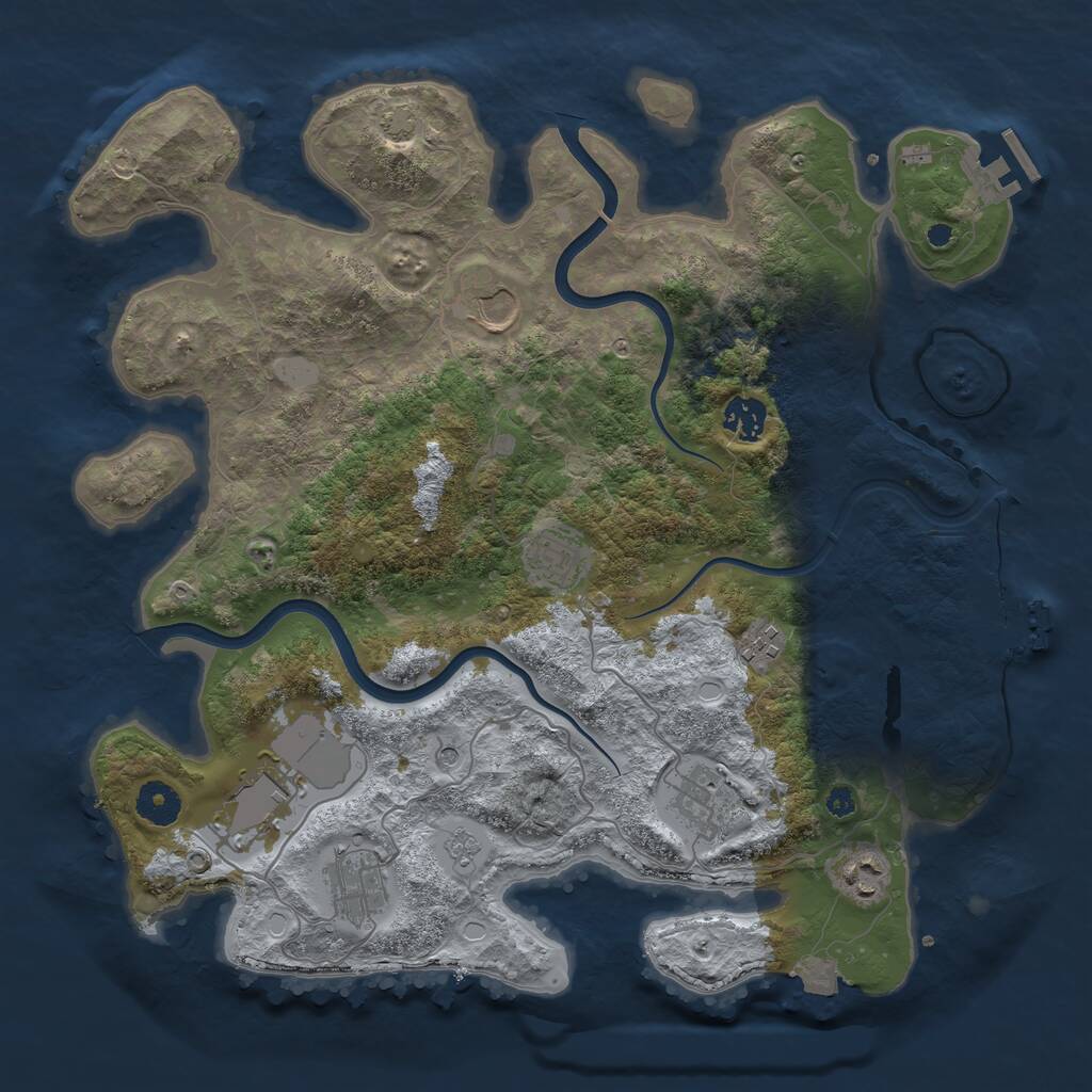 Rust Map: Procedural Map, Size: 3750, Seed: 13453231, 14 Monuments