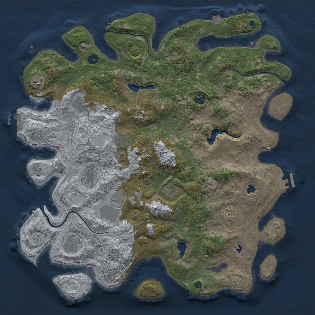 Rust Map: Procedural Map, Size: 4500, Seed: 1840734063, 16 Monuments