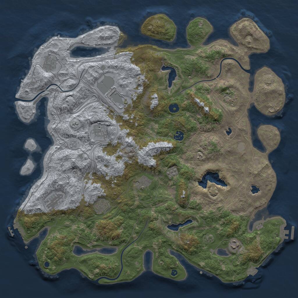 Rust Map: Procedural Map, Size: 4500, Seed: 39867554, 16 Monuments