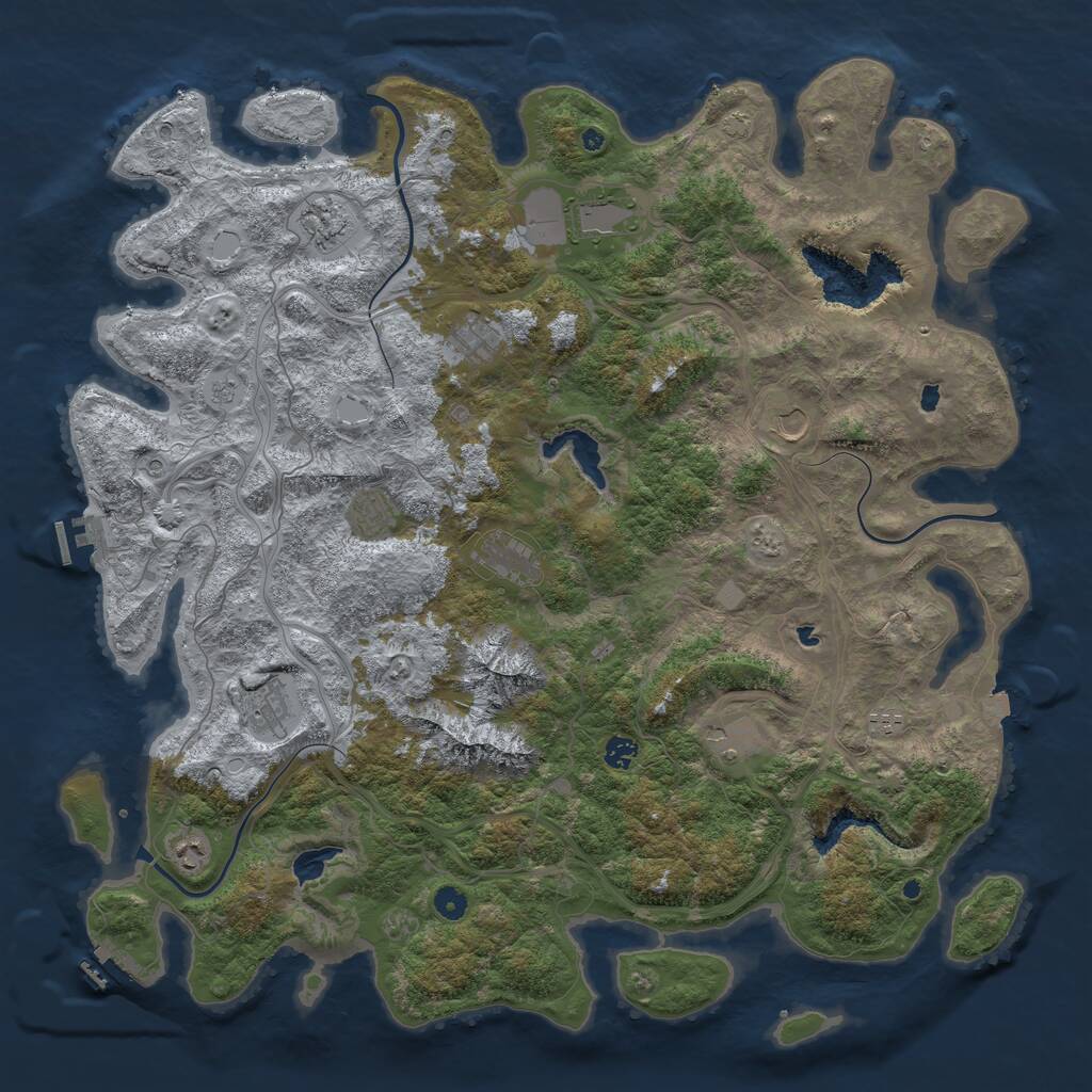 Rust Map: Procedural Map, Size: 5000, Seed: 5256, 17 Monuments
