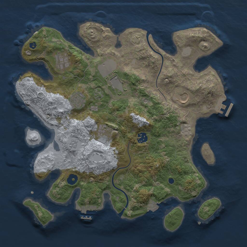 Rust Map: Procedural Map, Size: 3500, Seed: 1799635679, 13 Monuments