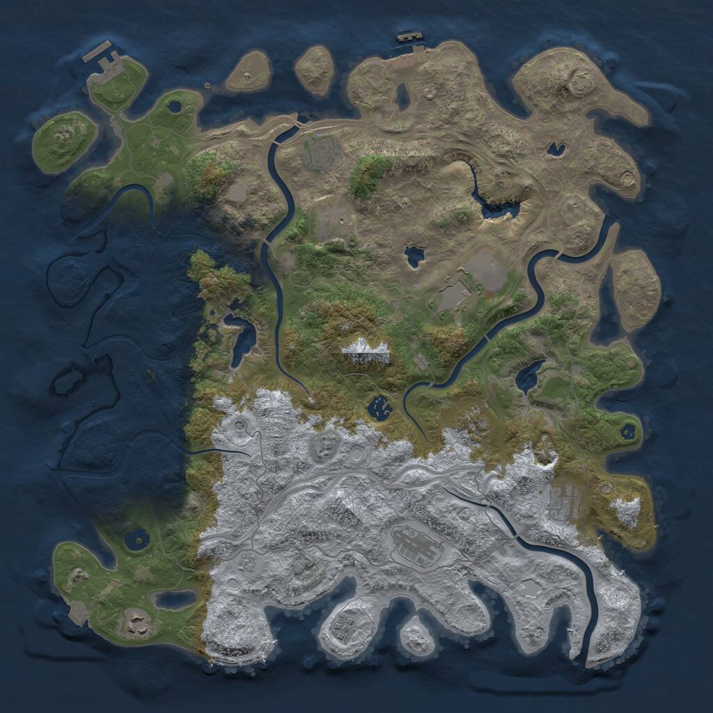 Rust Map: Procedural Map, Size: 4500, Seed: 1126596925, 15 Monuments