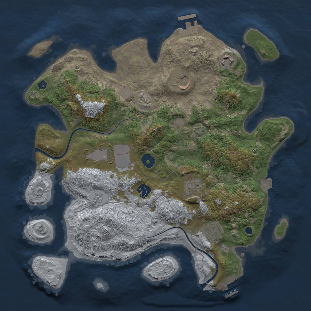 Rust Map: Procedural Map, Size: 3500, Seed: 629871404, 11 Monuments