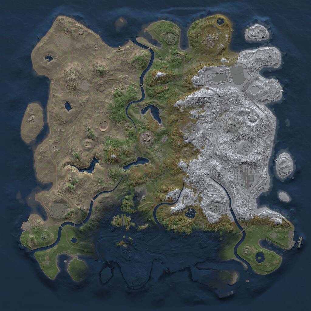 Rust Map: Procedural Map, Size: 4500, Seed: 603218216, 17 Monuments