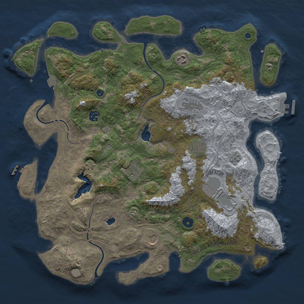 Rust Map: Procedural Map, Size: 4250, Seed: 465673226, 14 Monuments