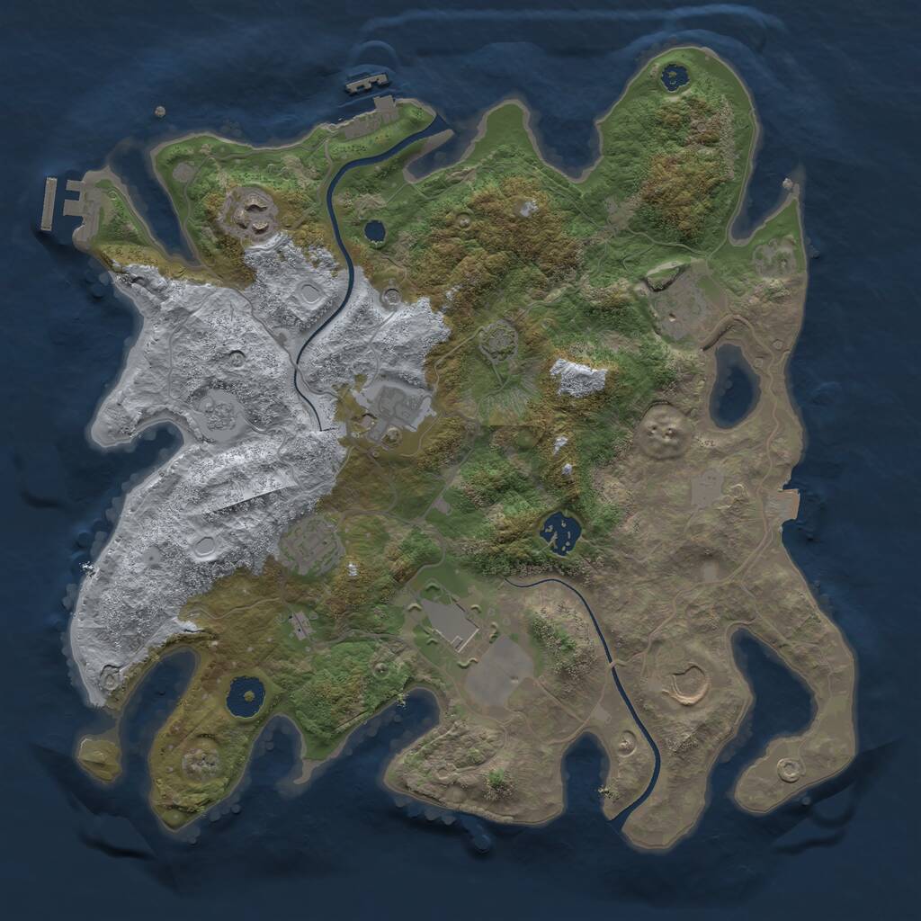 Rust Map: Procedural Map, Size: 3500, Seed: 438415033, 13 Monuments