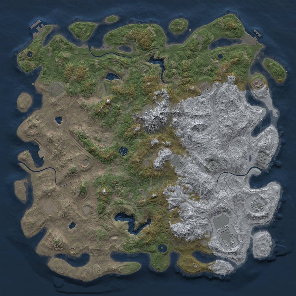 Rust Map: Procedural Map, Size: 5000, Seed: 883263522, 16 Monuments