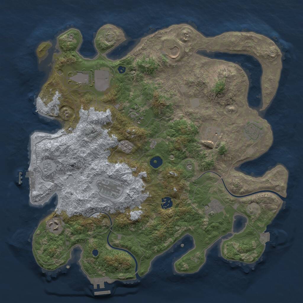 Rust Map: Procedural Map, Size: 3800, Seed: 1187246797, 16 Monuments