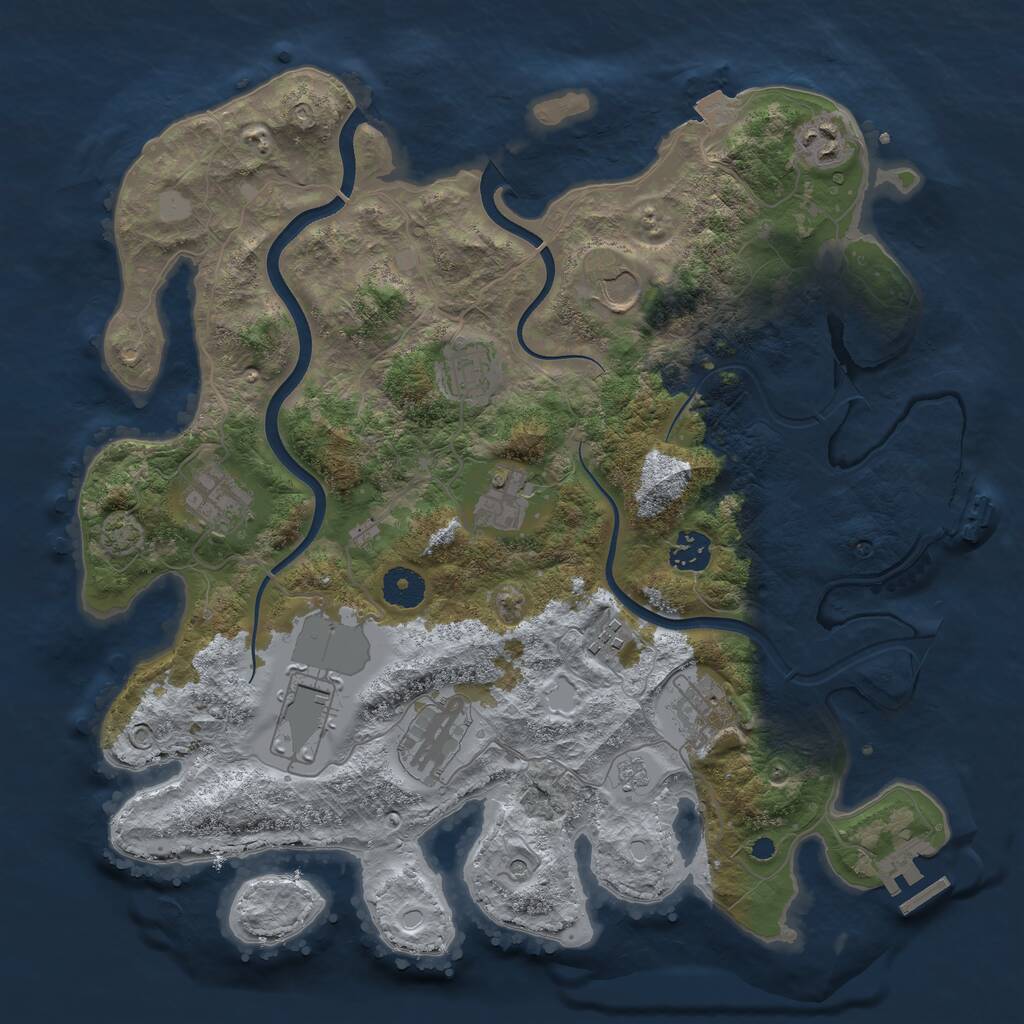 Rust Map: Procedural Map, Size: 3700, Seed: 898722718, 16 Monuments