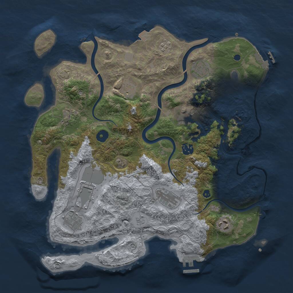 Rust Map: Procedural Map, Size: 3700, Seed: 1715289018, 16 Monuments