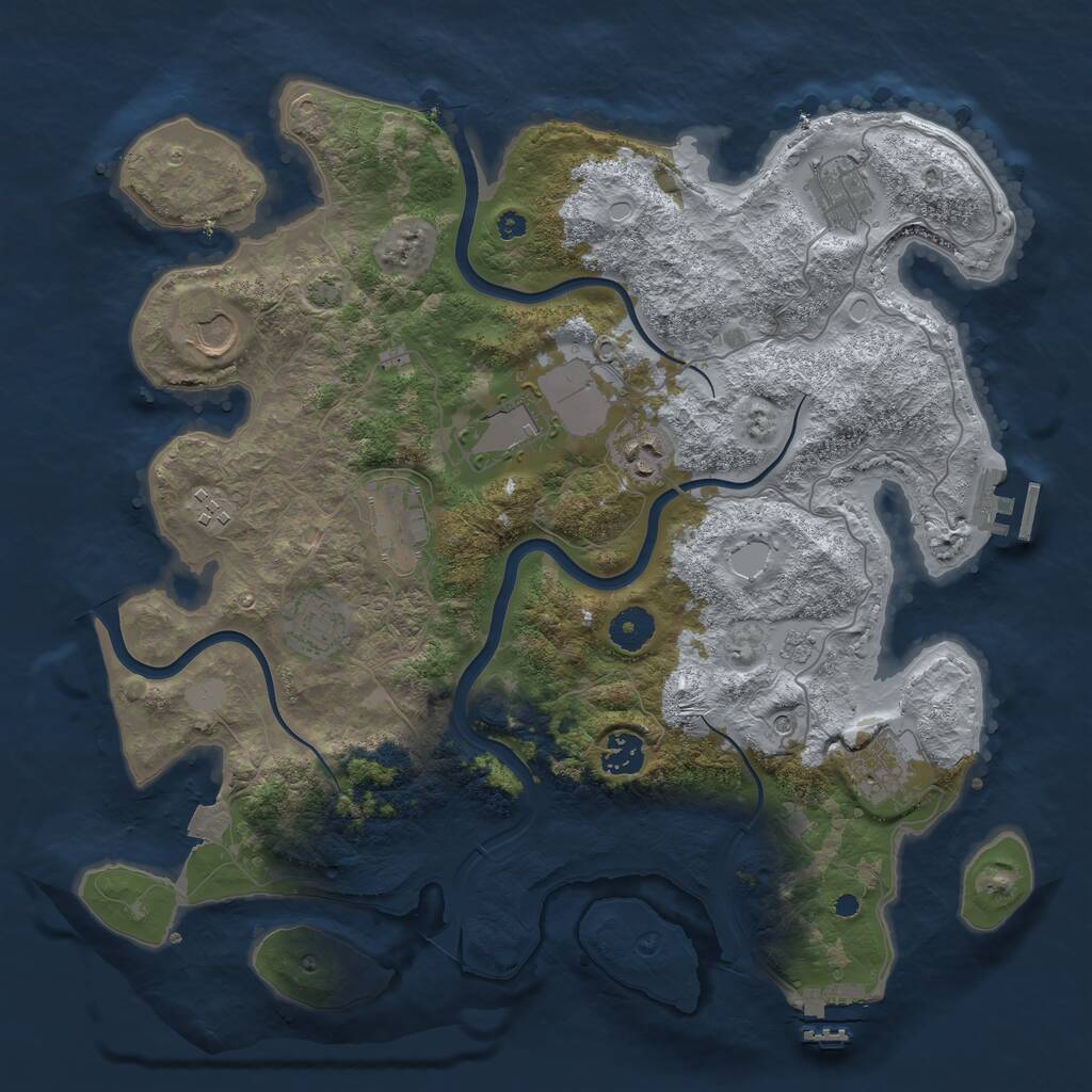 Rust Map: Procedural Map, Size: 3800, Seed: 1406521346, 15 Monuments