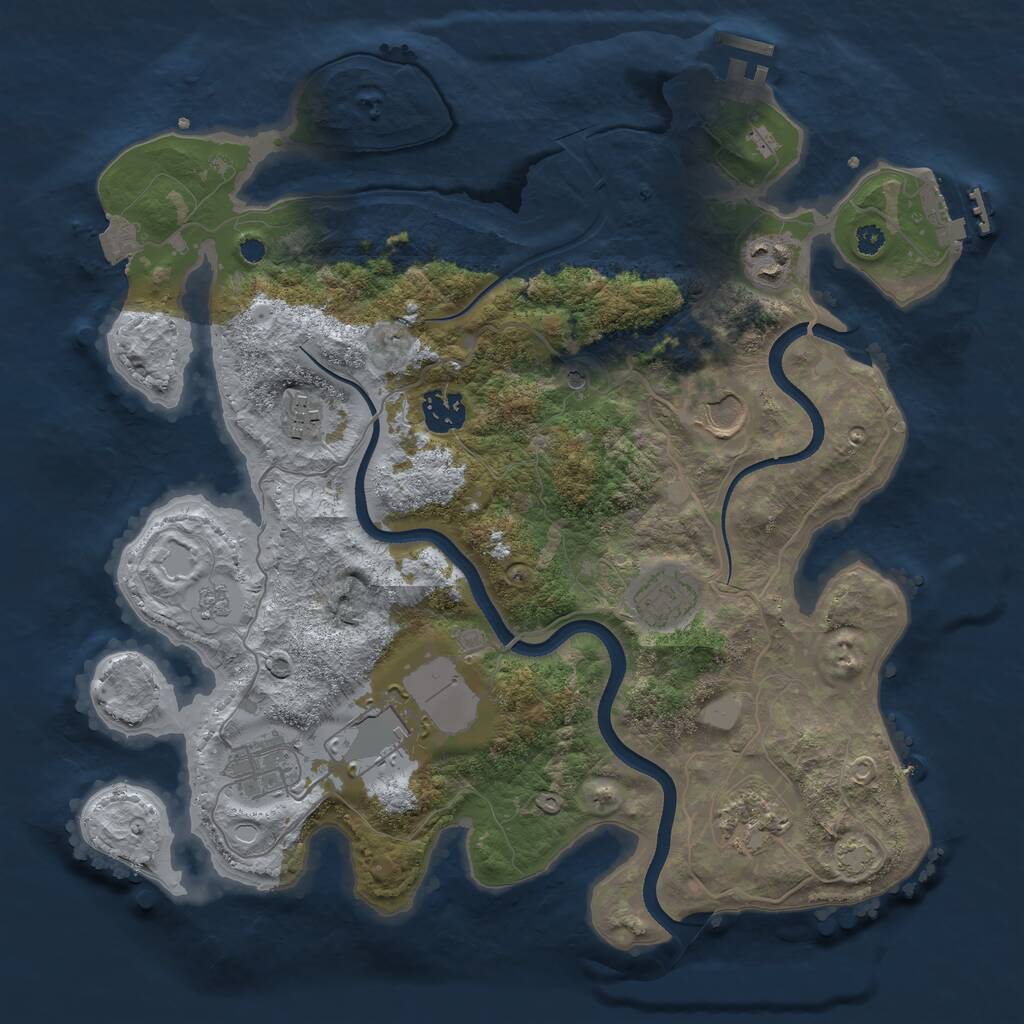 Rust Map: Procedural Map, Size: 3500, Seed: 222641864, 14 Monuments