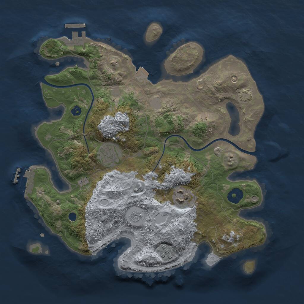 Rust Map: Procedural Map, Size: 3000, Seed: 1216061154, 8 Monuments