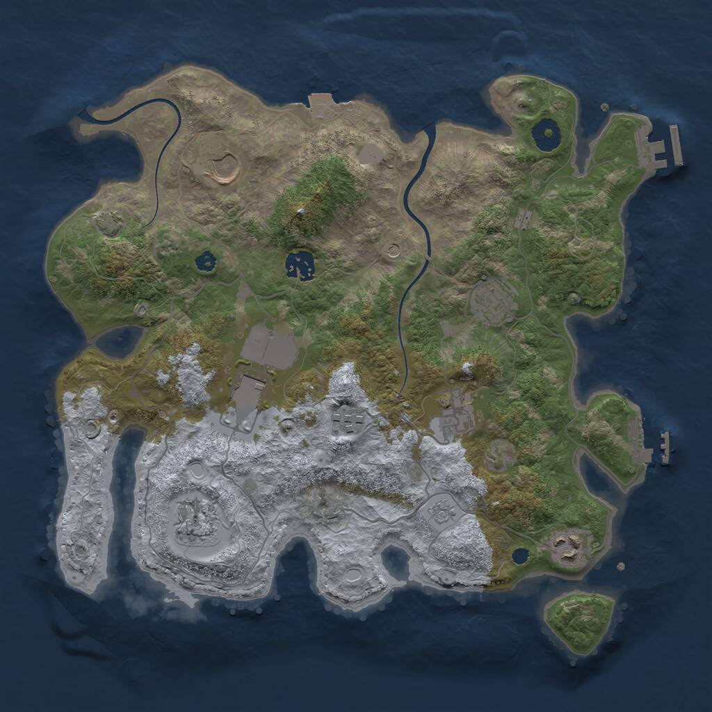Rust Map: Procedural Map, Size: 3500, Seed: 49671599, 14 Monuments