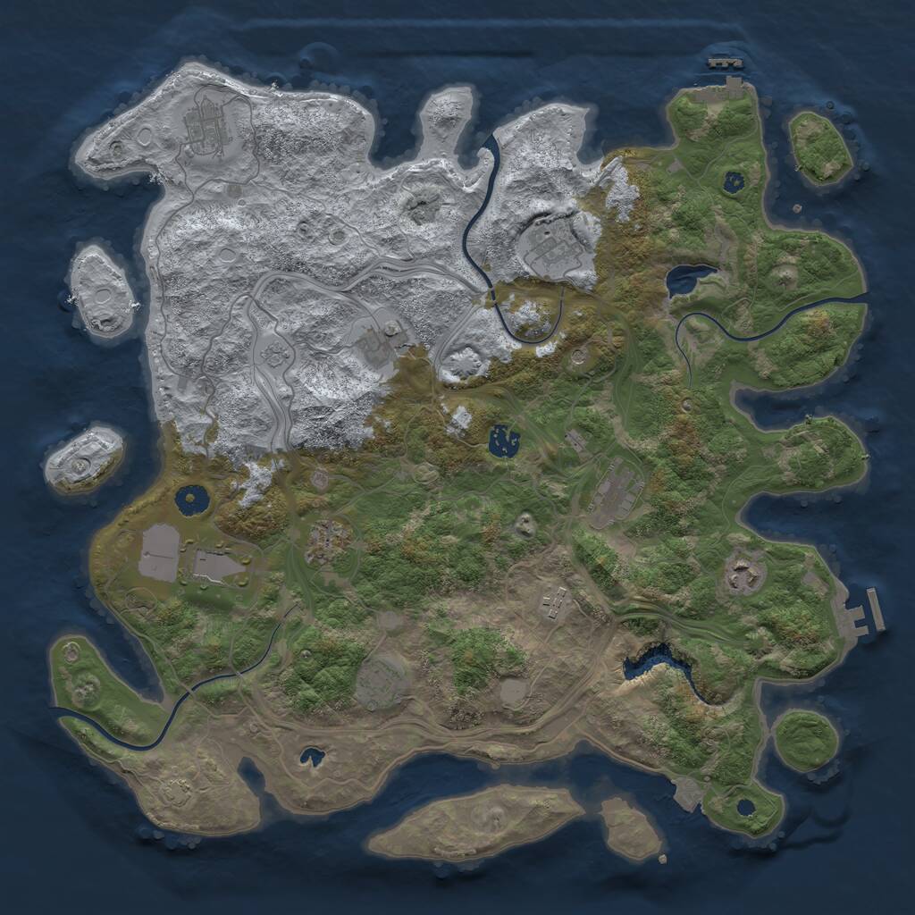 Rust Map: Procedural Map, Size: 4250, Seed: 1192563002, 16 Monuments