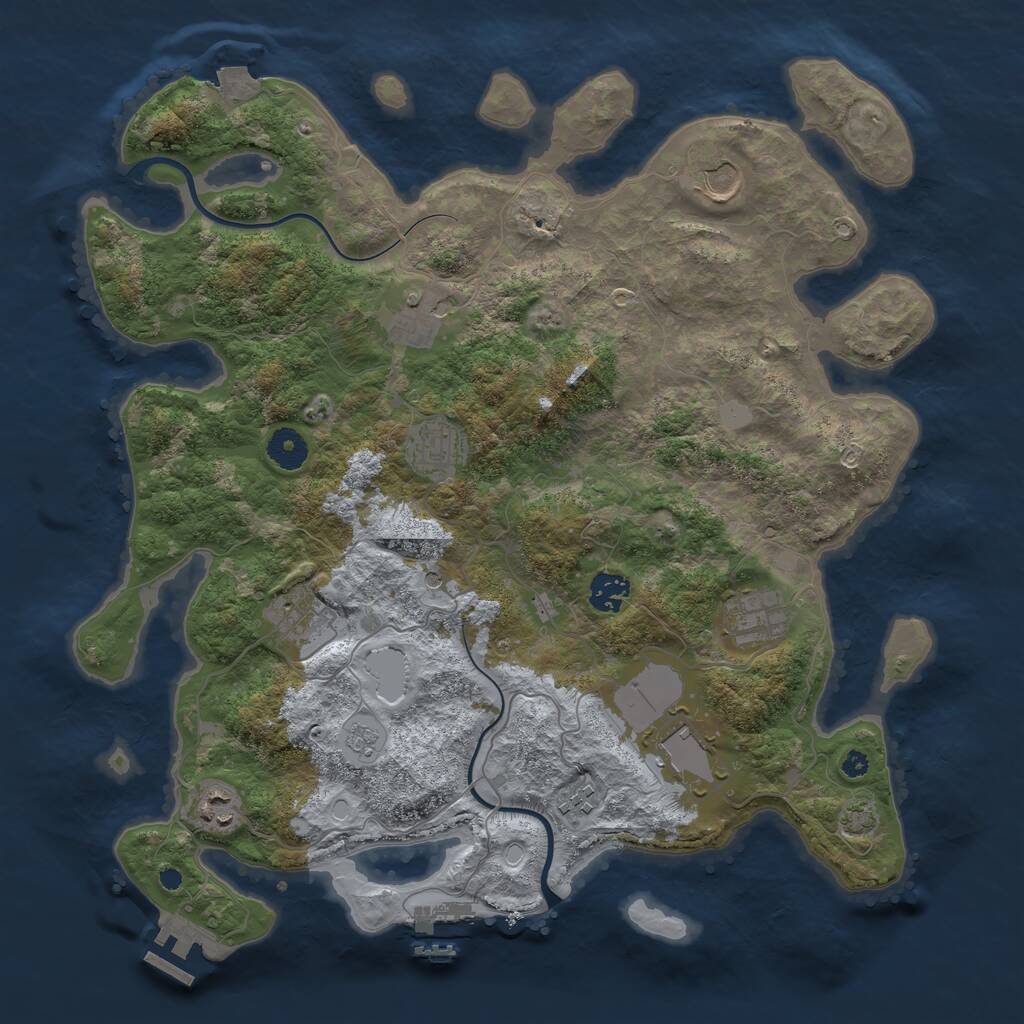 Rust Map: Procedural Map, Size: 3850, Seed: 464950888, 15 Monuments