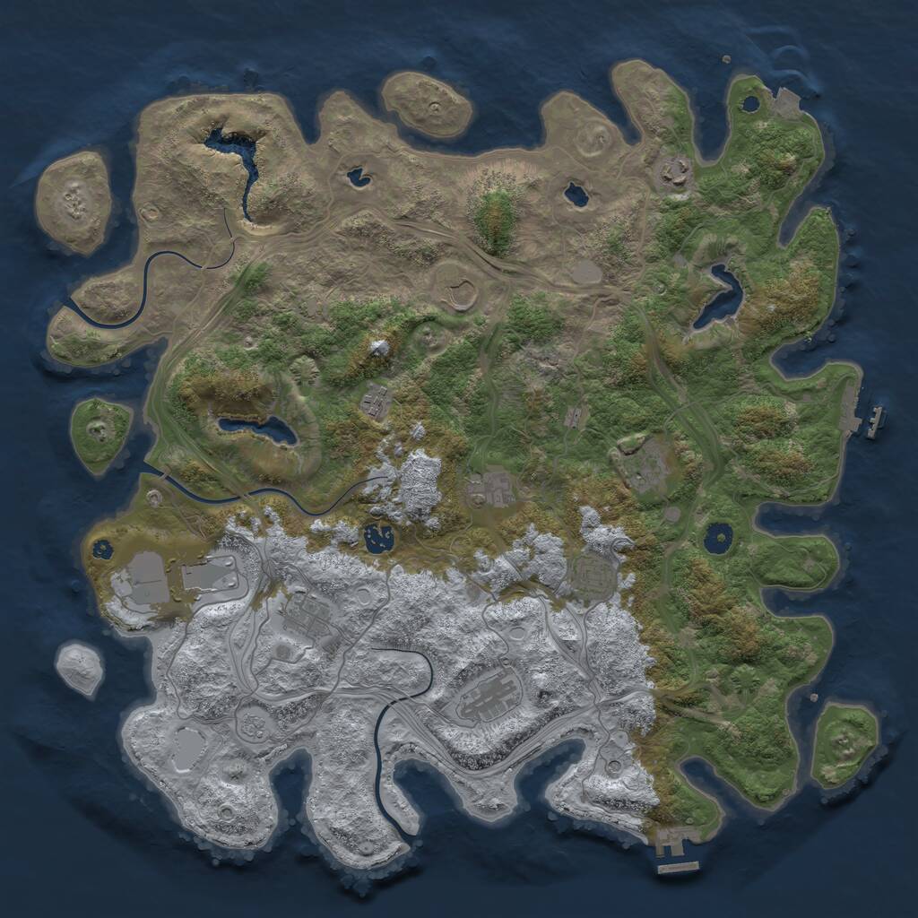 Rust Map: Procedural Map, Size: 4500, Seed: 275752362, 16 Monuments