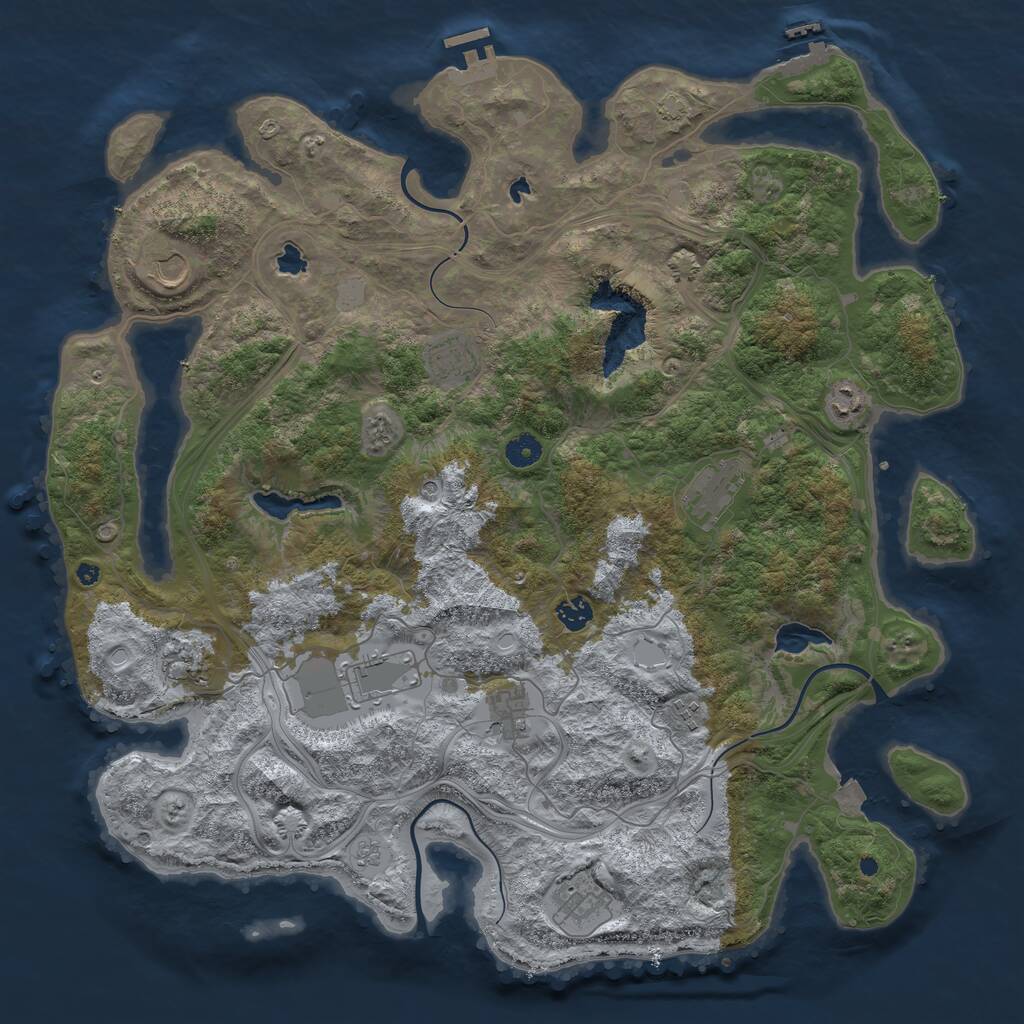 Rust Map: Procedural Map, Size: 4500, Seed: 691270487, 16 Monuments