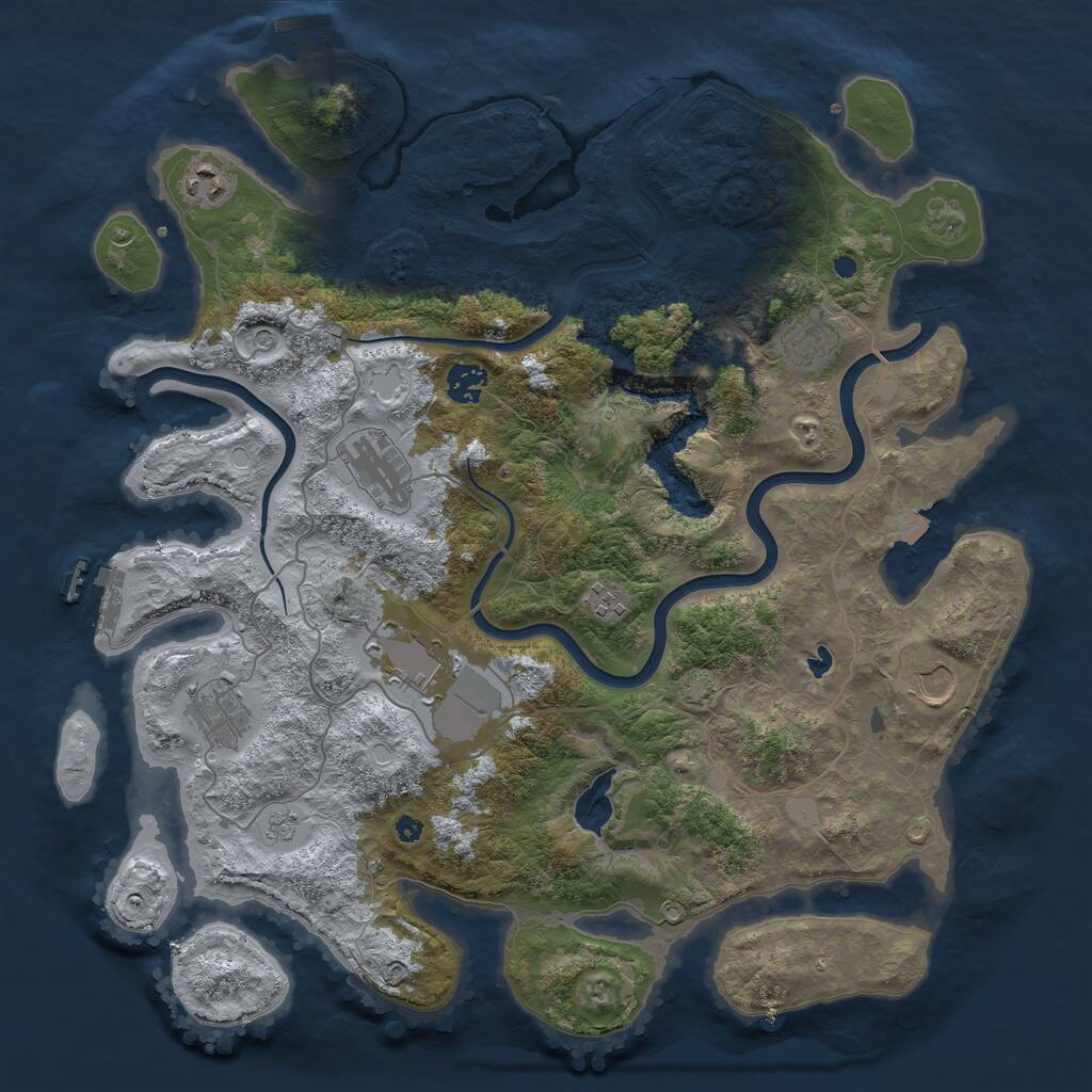 Rust Map: Procedural Map, Size: 4000, Seed: 478874684, 14 Monuments
