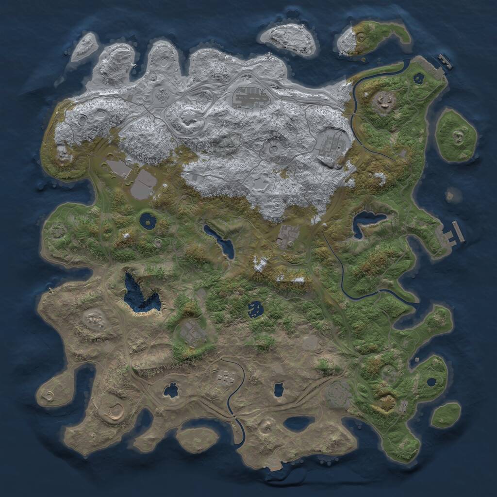 Rust Map: Procedural Map, Size: 4500, Seed: 691487697, 16 Monuments